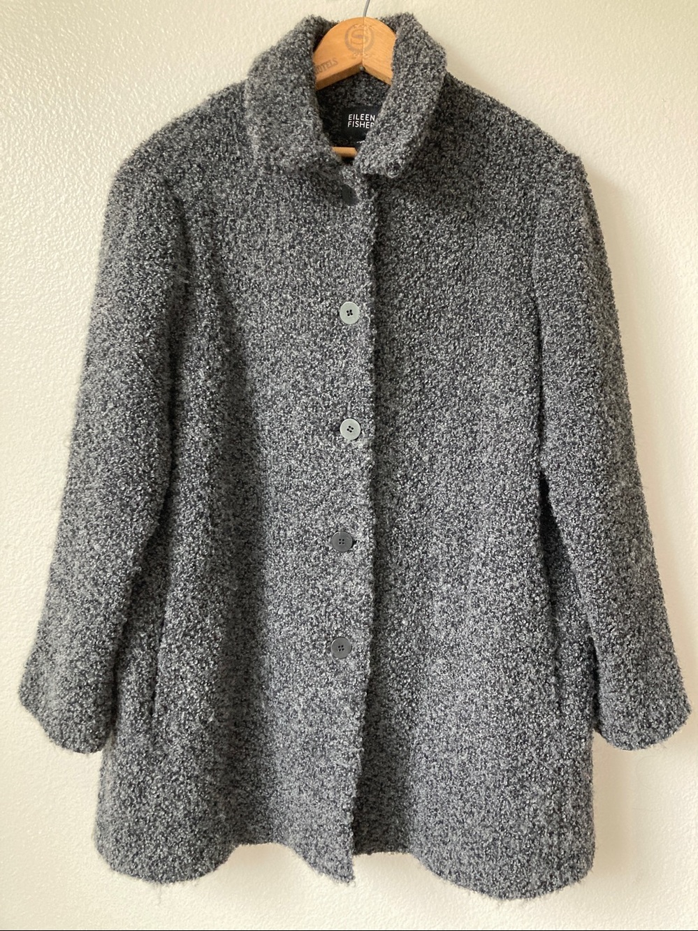 Eileen Fisher Textured curly Wool blend coat jacket minimalist Lagenlook sz S